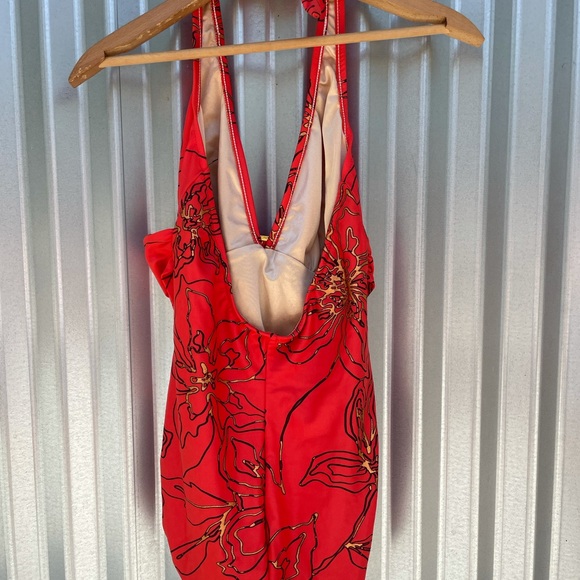 Niki Wior Orange Deep V Buckle Bathing Suit - Picture 4 of 6